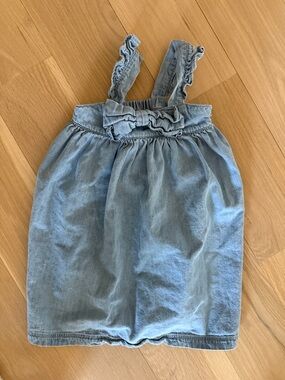 Ruffle Butts Light Blue Denim Ruffle Strap Sundress